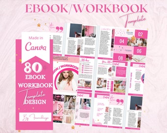 80+ Pink Coaching Lead Magnet Ebook and Workbook Templates for Bloggers, Life Coach, Lady Boss, Business Coach, Course Creator, Canva