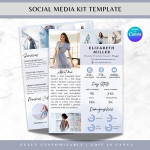 Modelo de kit de mídia social Serviços de taxa de influenciador Criador de conteúdo Modelo de planilha de taxas Kit de imprensa do Blogger Kit de mídia do Instagram Folha de cartão UGC