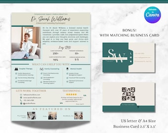 Mental Health Flyer Template Therapist Flyer Psychology Therapy Business Flyer for Counselor Counseling Flyer Therapy Psychological Services