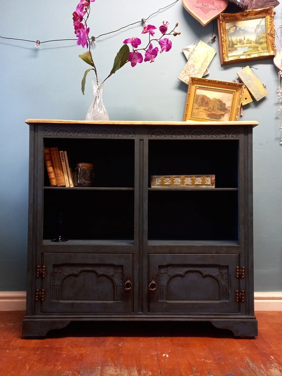 Old Charm Bookcase in Blue Farmhouse Chic Interior Design Etsy UK