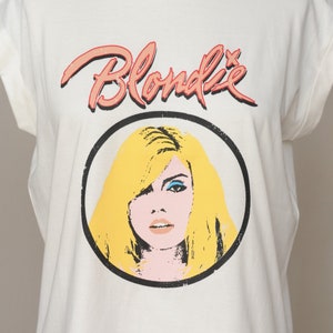White BLONDIE Deborah Harry Cap Sleeve T-shirt Authentic Size L