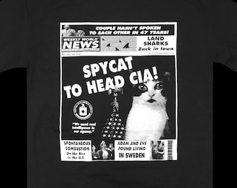 Weekly World News Spycat To Head CIA Black T-shirt 2X