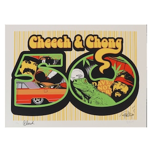 Cheech & Chong Hinged Wallet - PU Vegan Leather Watercolor Art Standing Truck Design