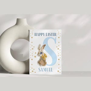 Carte personnalisée d'oeufs de Pâques, carte de joyeuses Pâques pour enfants, enfants, carte pour fils, fille, nièce, neveu, petite-fille, petit-fils, lapin