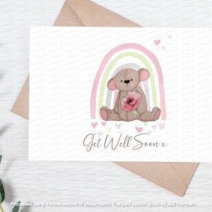Adorable ours personnalisé carte de guérison, carte de guérison, carte de rétablissement, carte d'animal mignon, carte de bien-être