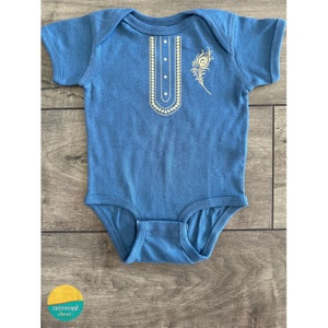 Diwali Baby Kurta Bodysuit, Kurta, Kurta Baby Bodysuit, Indian Baby Wear, Baby Kurta, Blue/Gold Baby Kurta, Eid, Ramadan, Navaratri wear