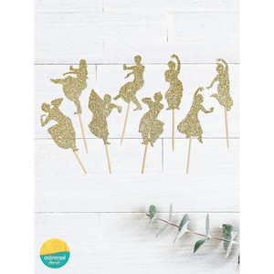 Arangetram Decor Decorative Cupcake/Mithai Topper | Food Picks Rangapravesha, Rangaprevesham, Indian Dance Bharatnatyam - Gold or Silver