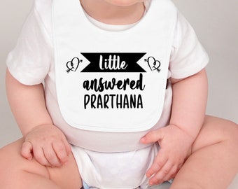 Little Answered Prarthana (Hindi Prayer) Baby Bib | Desi Baby Bib | Desi Newborn Baby Bib | Indian New Baby Bib | New Parents, Godh Bharai