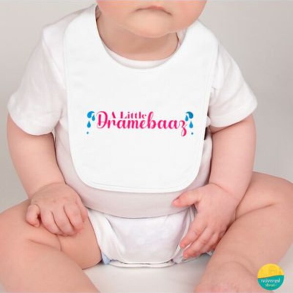 Indian Desi A Little Dramebaaz Baby Bib  | Desi Baby Girl Bib | Hindi Baby Girl Bib | Sassy Baby Girl Bib | Newborn Baby Bib | Fun Baby Bib