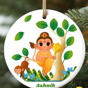 Diwali Gifts for Children and Baby | Choose From 6 Hindu Deities and Personalize with Child’s First Name | Thin Metal Ornament 4” Round