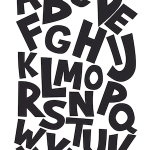 Printable Bold Black and White Alphabet Poster for Children - Perfect for Playroom or Nursery Decor!