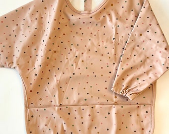 Pink Spotty Long Sleeve Apron Bib