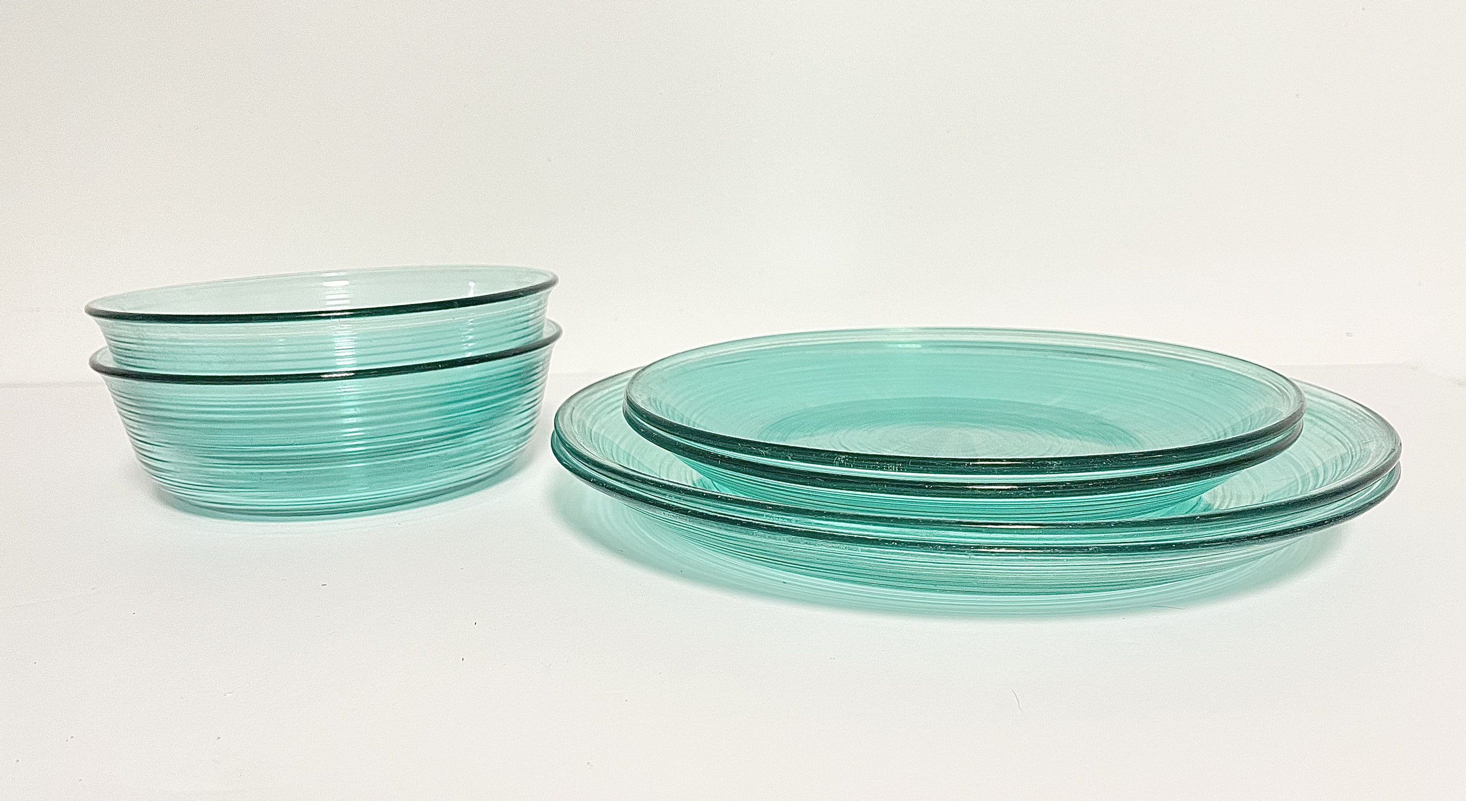 Vintage Arcoroc France Turquoise 6 Piece Glass Dinnerware Set Etsy Australia