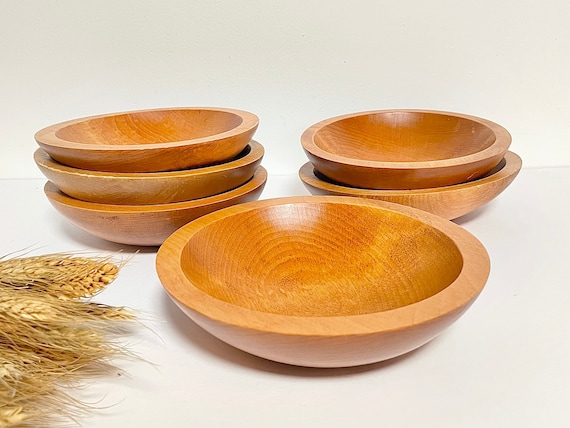 mid century walnut serving bowls set of 6 – 86 Vintage Vintage Wooden Bowl Set of 6 main image 1