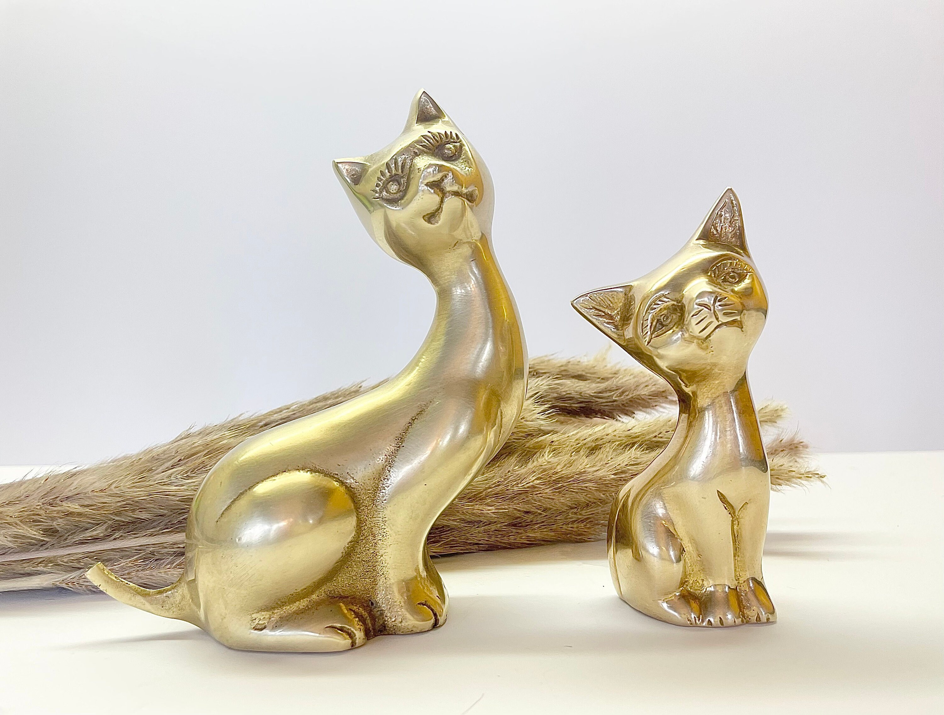 Animal Statue Bronze Statues Miniature Figurines Cat Statue Table Top