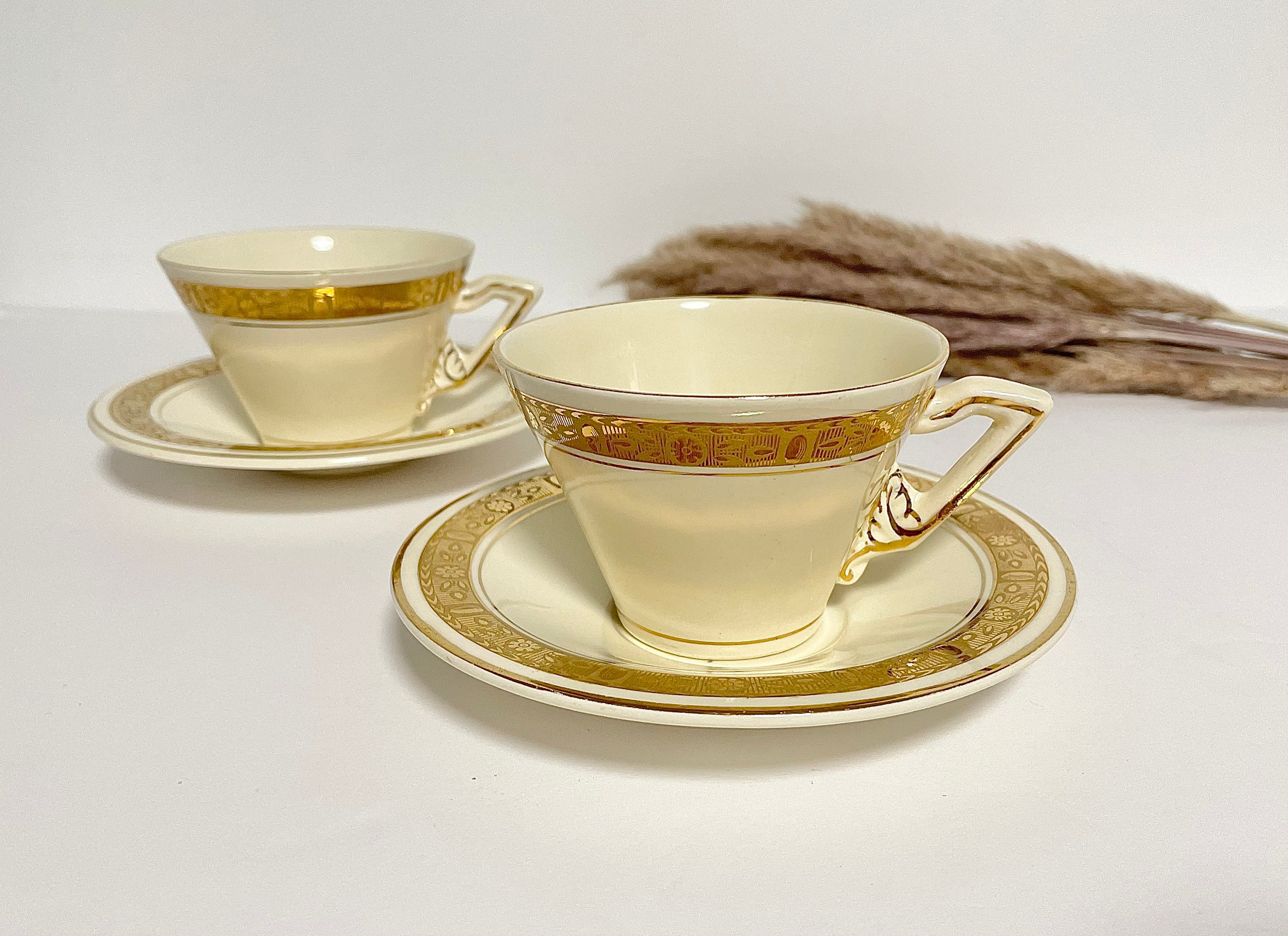 アンティークオーブン容器30×21 Vintage Burleigh Ware Zenith Art Deco Tea Cup & Saucer, English