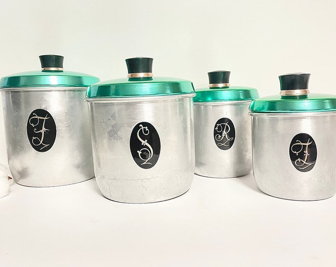 MCM 8 Piece Model Maid by Jason Kitchen Canister Set, Tin Canisters