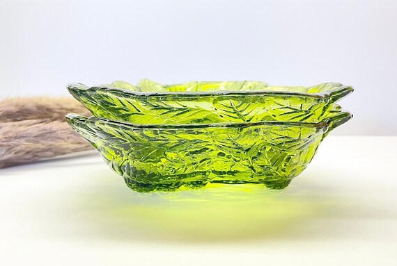 Pair of Vintage Green Indiana Glass Bowls