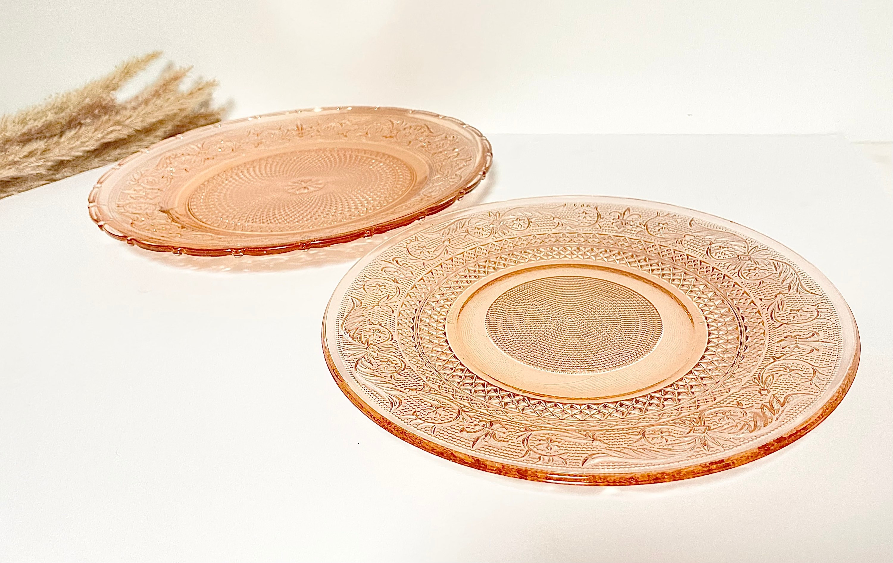 Vintage Indonesia KIG Large Glass Plates Set of 2 Round Etsy