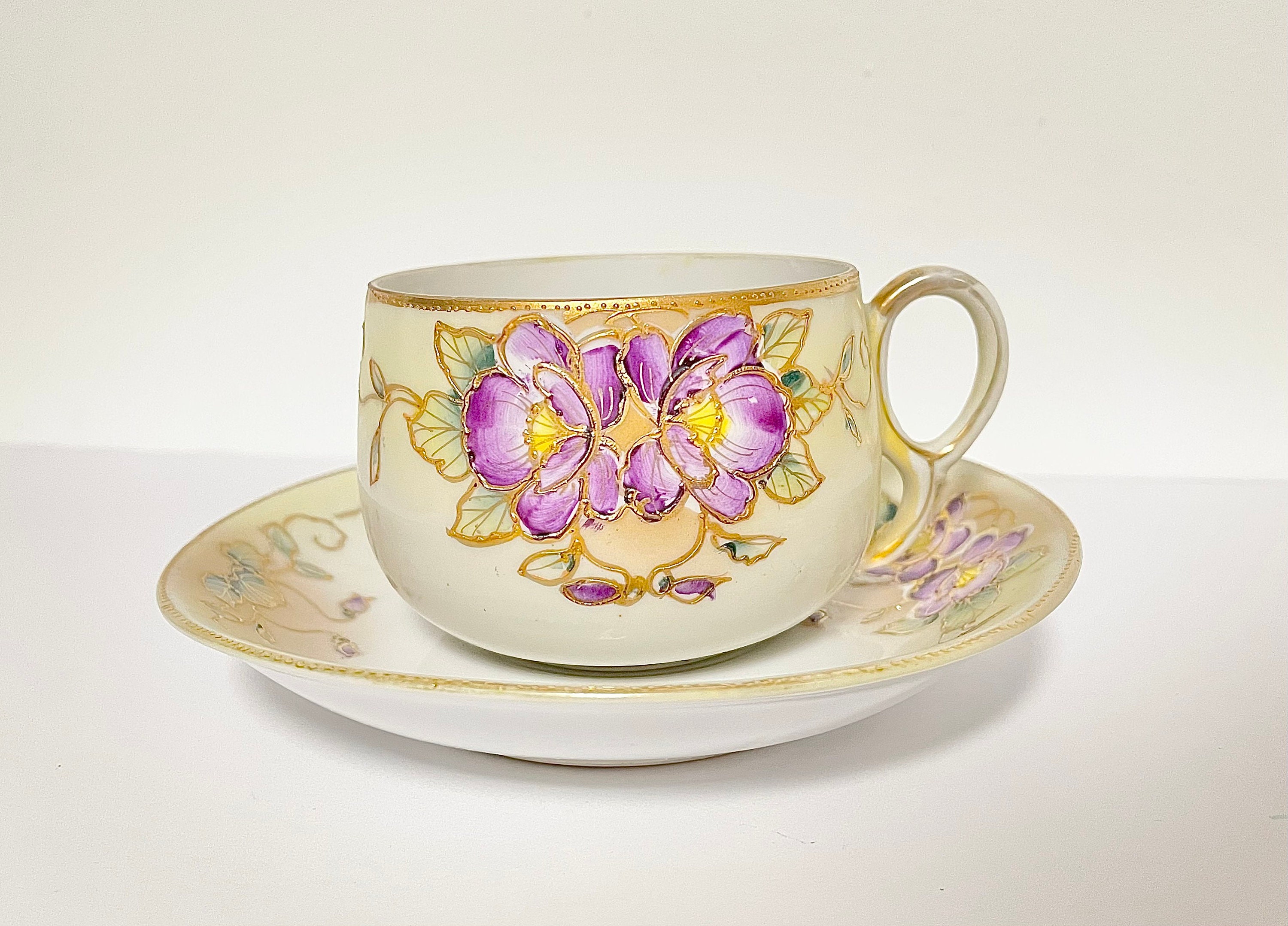 Vintage Mini Tea Set Auratic Porcelain Gold Butterfly Gold Trim