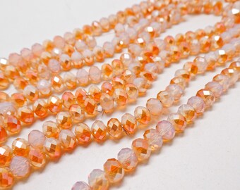50pcs 6x4mm Rainbow Coated Rondelle Faceted Loose Beads lot Yellow & Orange 50pcs 6x4mm Rainbow Coated Rondelle Faceted Loose Beads lot Yellow & Orange