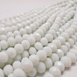 8mm 10mm 12mm Rondelle Faceted Opaque White Glass Spacer Beads