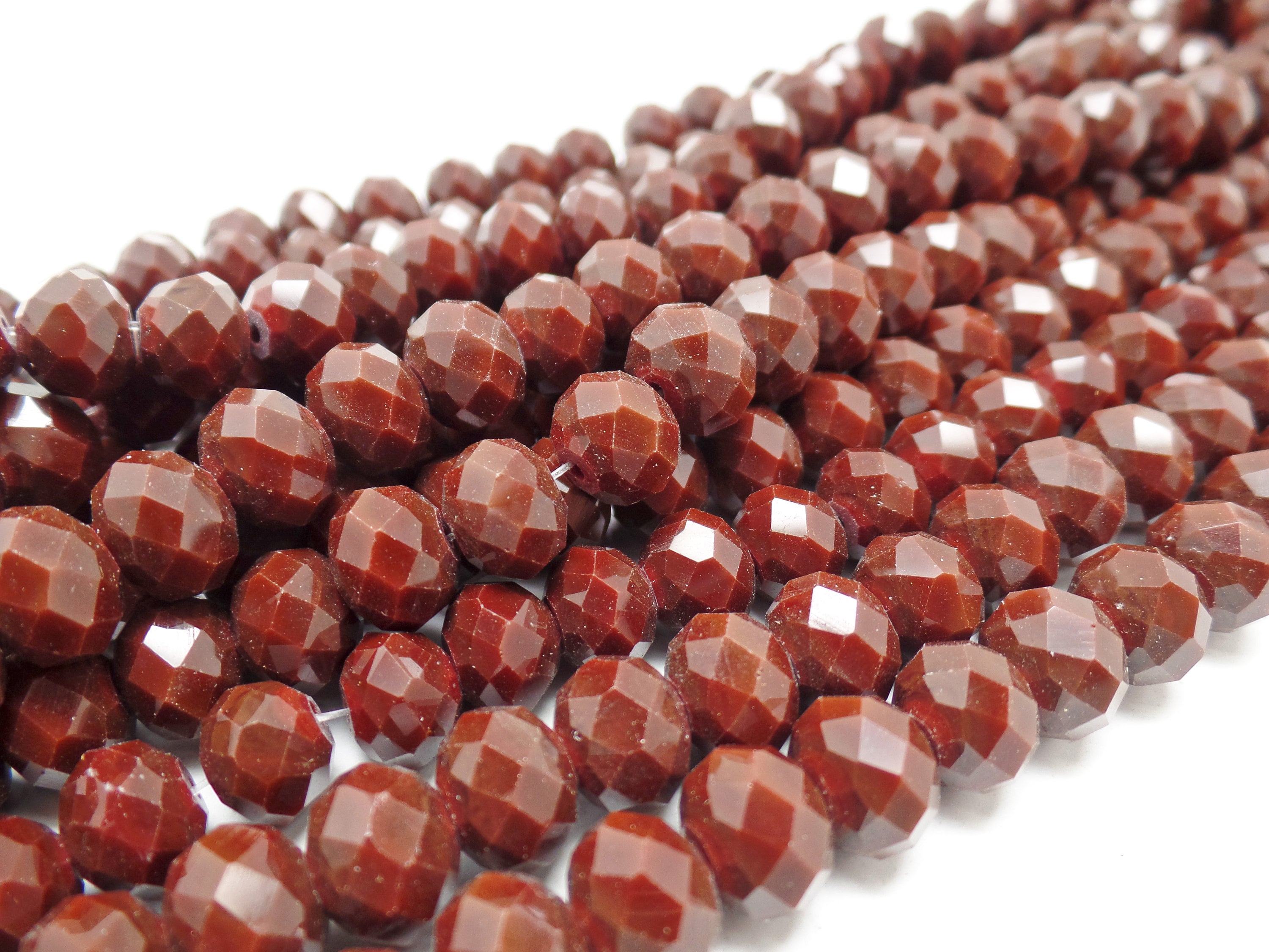 10mm 12mm Rondelle Faceted Opaque Cannelle Brown Verre Spacer Perles Perles