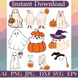 Cute Ghost Svg Bundle \ Retro Halloween Svg \ Cute Ghost Svg \ Cute Ghost Bundle \ Ghost Clipart Files \ Ghost Cricut Files \ Ghost SVG