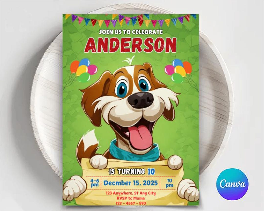 Sweet Dog Birthday Card - Printable Digital Download Greeting Gift for ...