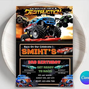 Editable Hot Cars Invitation, Hot Wheels Invitation, Hot Race Cars Birthday Template, Hot Wheels Template, Editable Kids Birthday Invitation