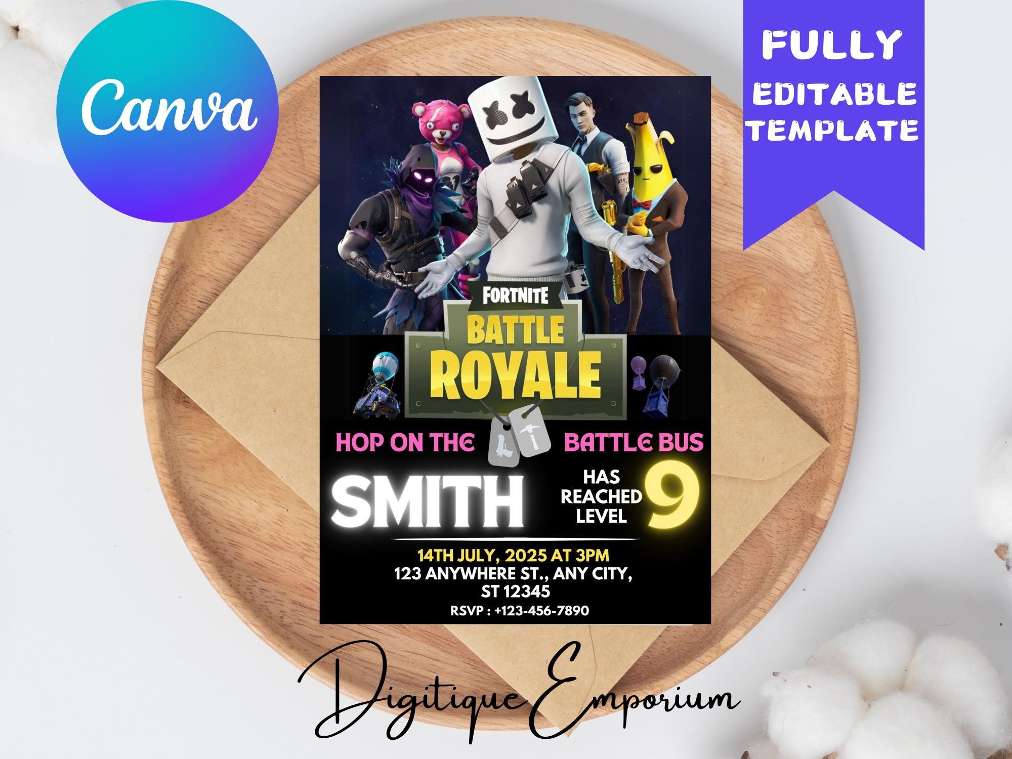 Fort Game Birthday Invitation: Editable Video Game Party (digital