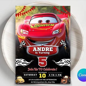 Editable Hot Cars Invitation, Hot Wheels Invitation, Hot Race Cars Birthday Template, Hot Wheels Template, Editable Kids Birthday Invitation