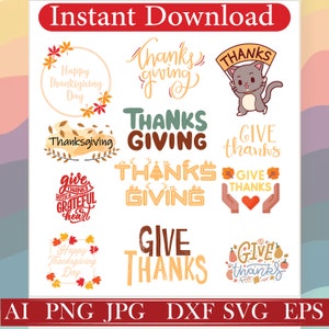Thanksgiving SVG Bundle \ Thanksgiving Svg \ Thankful SVG \ Thanksgiving Png \ Fall Svg \  Thank Ful Png \Thanks Giving SVG Files for Cricut