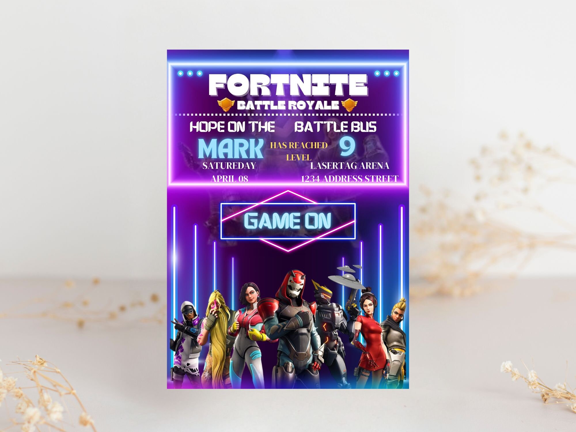 Birthday Invitation Fortnight | Fort Night Birthday Party Template