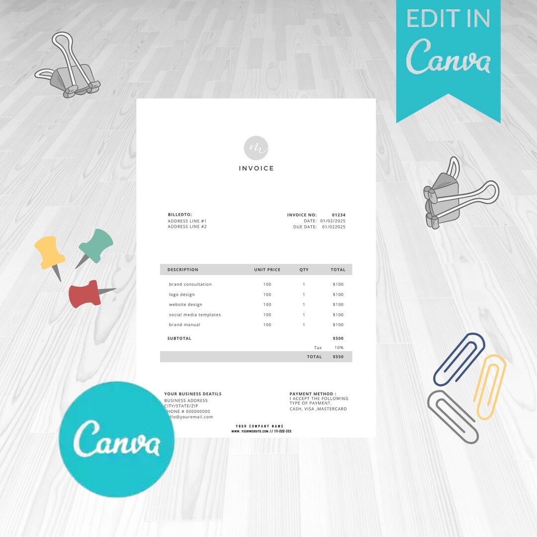 Invoice Example Cad Minimalist Business Invoice Template: Editable Modern Boho Design - Etsy