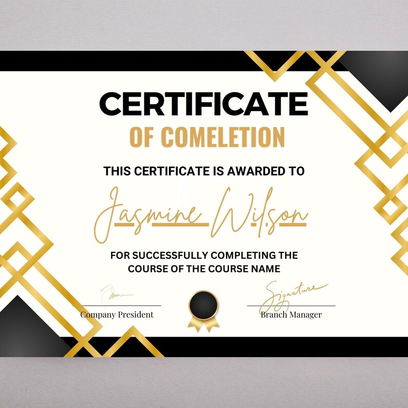 Editable Course Completion Ribbon Editable Course Completion Certificate Template: Beauty Award (canva ...