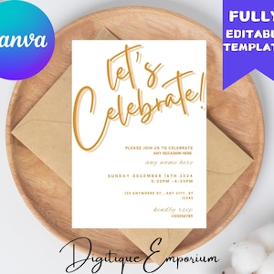 Let’s celebrate invite / let’s celebrate invitation / anniversary invite / party invite / personalized invitations