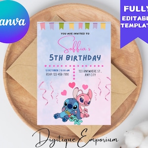 Modelo de convite de aniversário editável com ponto, convites de festa de aniversário para impressão, convite digital para festa infantil, convite digital para cartão de aniversário