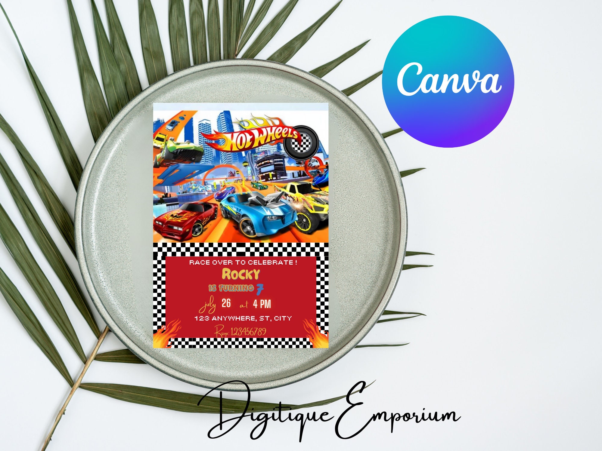 Hot Wheels Birthday Invitation Template Race Car Party (digital