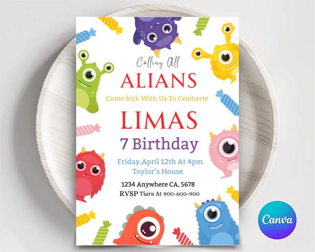 Editable Alien Birthday Invitation Template: Galaxy Blast off Party ...
