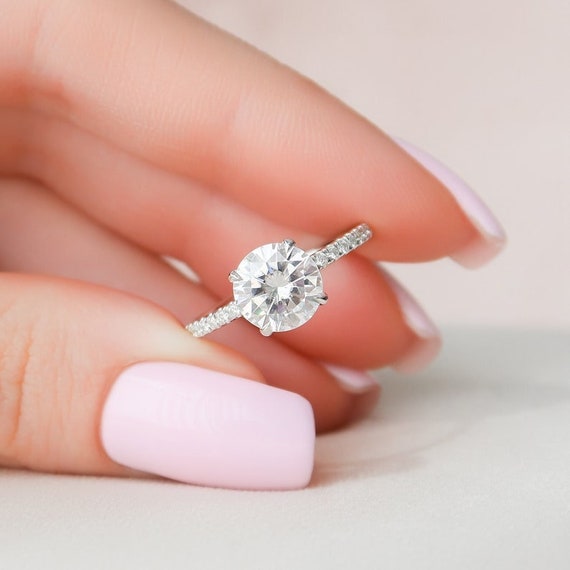 Vintage Art Deco Engagement Ring 14k White Gold 2.26 Carat White Round Diamond 
