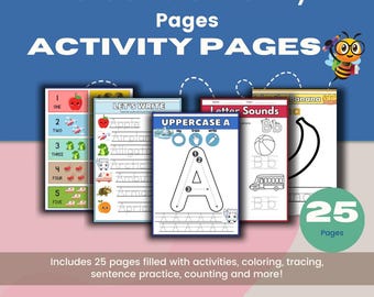 Activiteitenpakket alfabet | Werkbladen Letter A en B | Traceren, schrijven en kleurplaten voor peuters en kleuters | Pdf-download voor thuisonderwijs