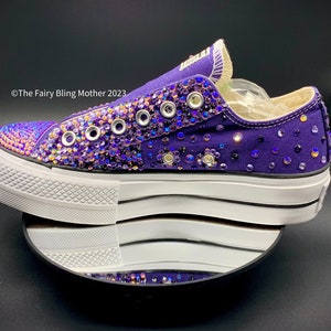 High Quality Crystal Embellished - Purple Converse