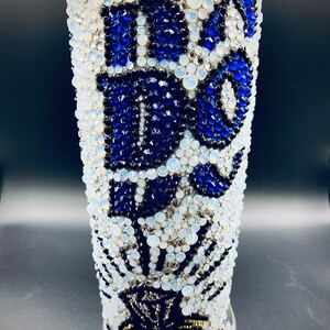 Wedding/ Bridal High Quality Glass Crystal Tumbler or Water Bottle/I do Cup White and Blue