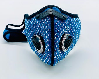 Baby Blue Face Mask- Embellished with Crystals