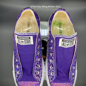 High Quality Crystal Embellished Purple Converse - Etsy