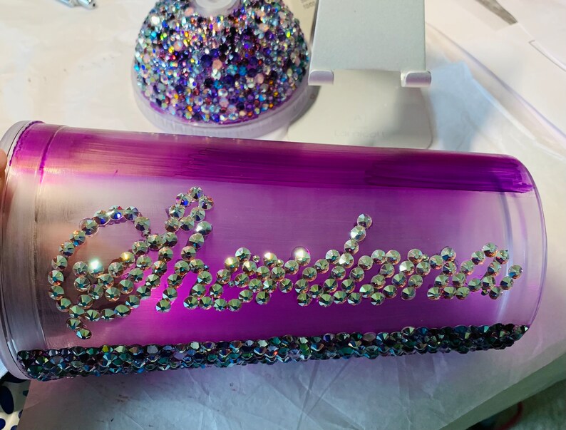 Luxury Genuine Crystal Tumbler/ Water Bottle purple Sherdana Cup Etsy