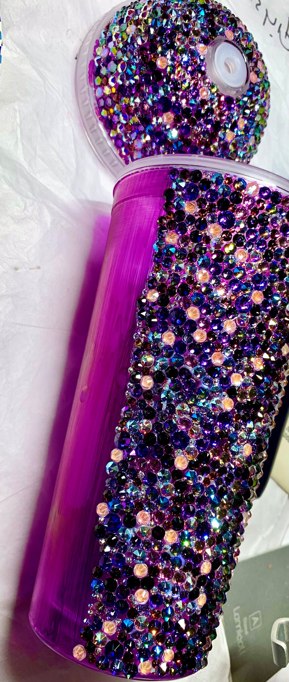 Luxury Genuine Crystal Tumbler/ Water Bottle purple Sherdana Cup Etsy