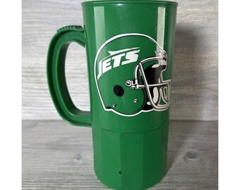 Tazza vintage anni '70 New York Jets Super 22 Made In USA in plastica verde a tema football americano, 6,5 pollici