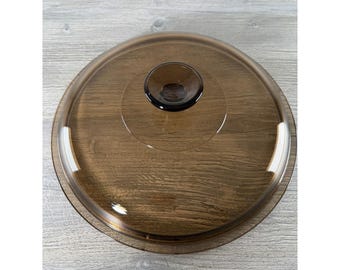 Recipiente de vidrio de repuesto Pyrex 12 Corning Ware Visions SOLO TAPA Ámbar 10" Redondo